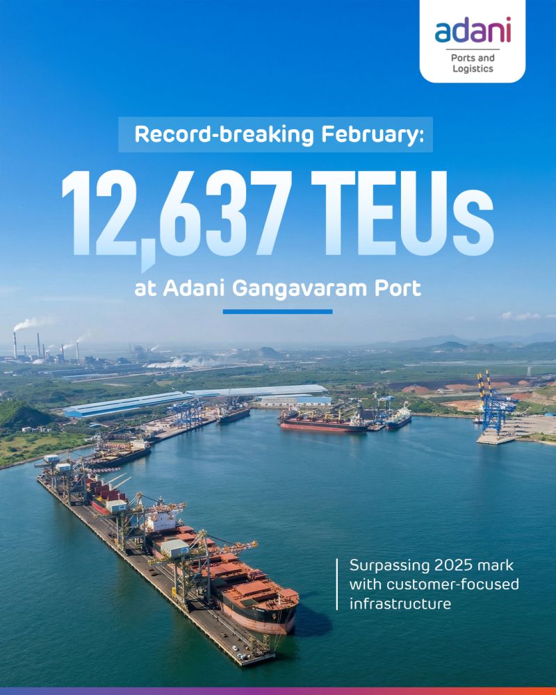 Adani Gangavaram Port achieves record monthly container throughput in February 2026