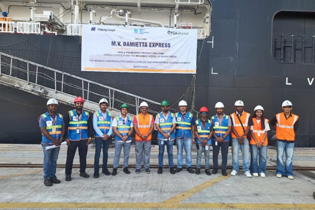 PSA BMCT, Mumbai handles one of the world’s largest container vessels – Damietta Express